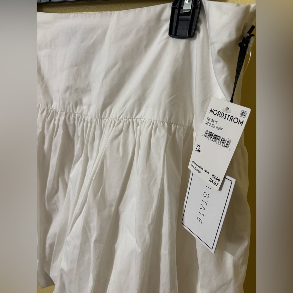 Nordstrom White Gathered Mini Skirt - Picture 2 of 9
